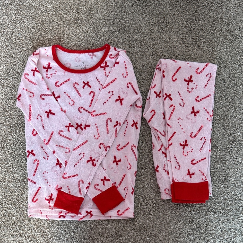 Laura Ashley Red and White Candy Cane Kids Pajamas